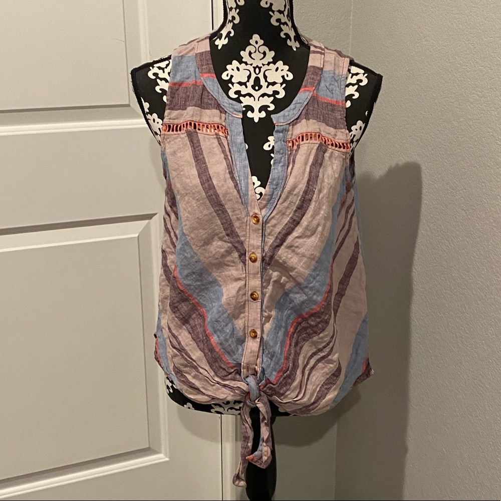 Anthro Mauve linen sleeveless top